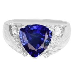 Anello da uomo con zaffiro Diamond Anniversary Trillion Stile vintage