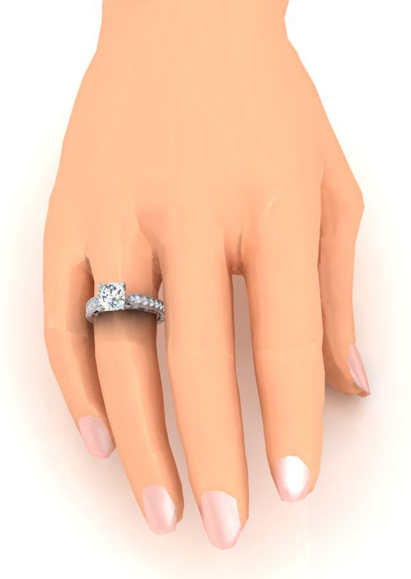 Anello di Fidanzamento a Cuscino in Oro Bianco, Gioielli da Donna, Diamanti Autentici