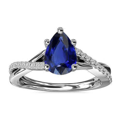 Anello di fidanzamento Twist Style con diamante blu zaffiro da 2,50 carati in oro bianco 14K
