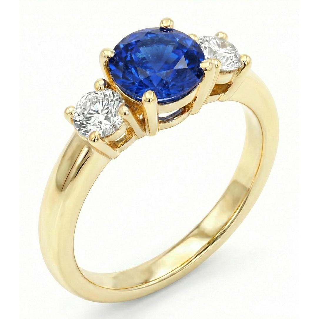 Anello di fidanzamento con diamante a tre pietre da 1 carato in oro giallo 14K