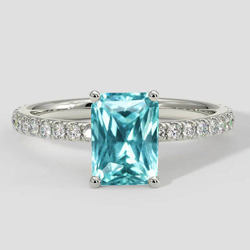 Anello di fidanzamento con taglio a cuscino Paraiba da 3,25 carati