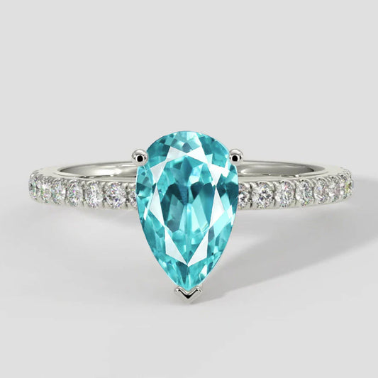 Anello di fidanzamento con tormalina Paraiba da 2 carati