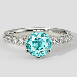 Anello di fidanzamento con tormalina Paraiba da 2 carati e diamanti