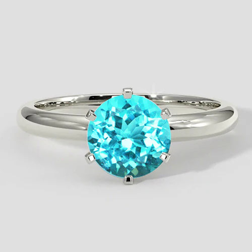 Anello di fidanzamento con tormalina Paraiba rotonda