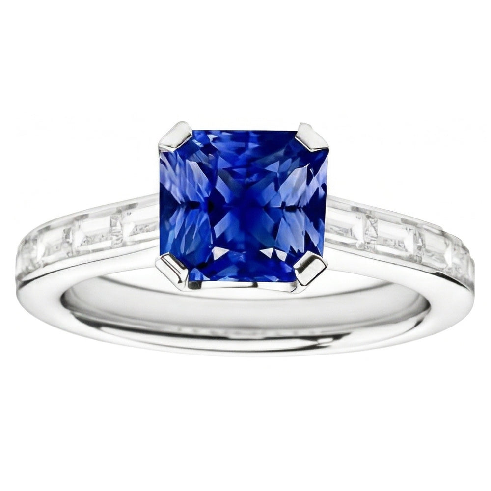 vero baguette diamante 2carati anello dettaglio ravvicinato