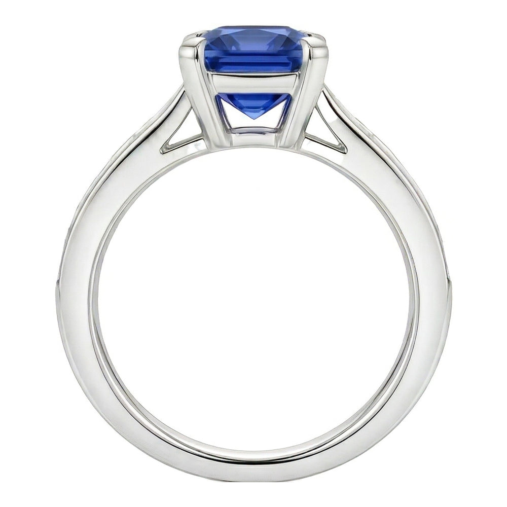 vero baguette diamante 2carati anello vista di profilo