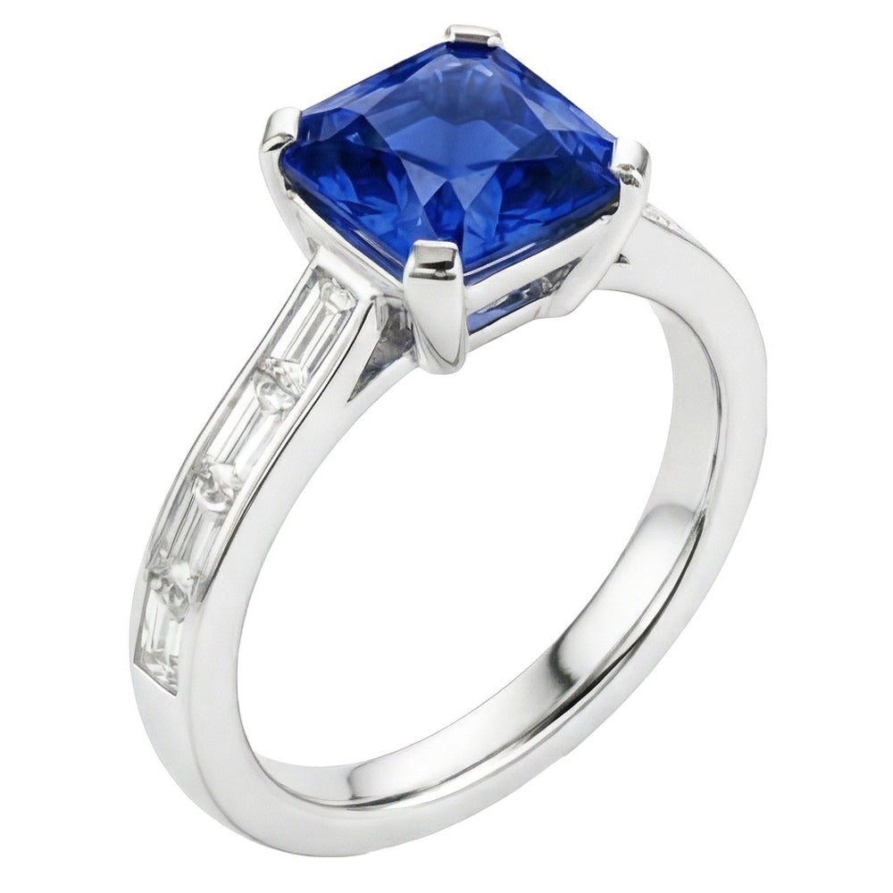 vero baguette diamante 2carati anello vista frontale