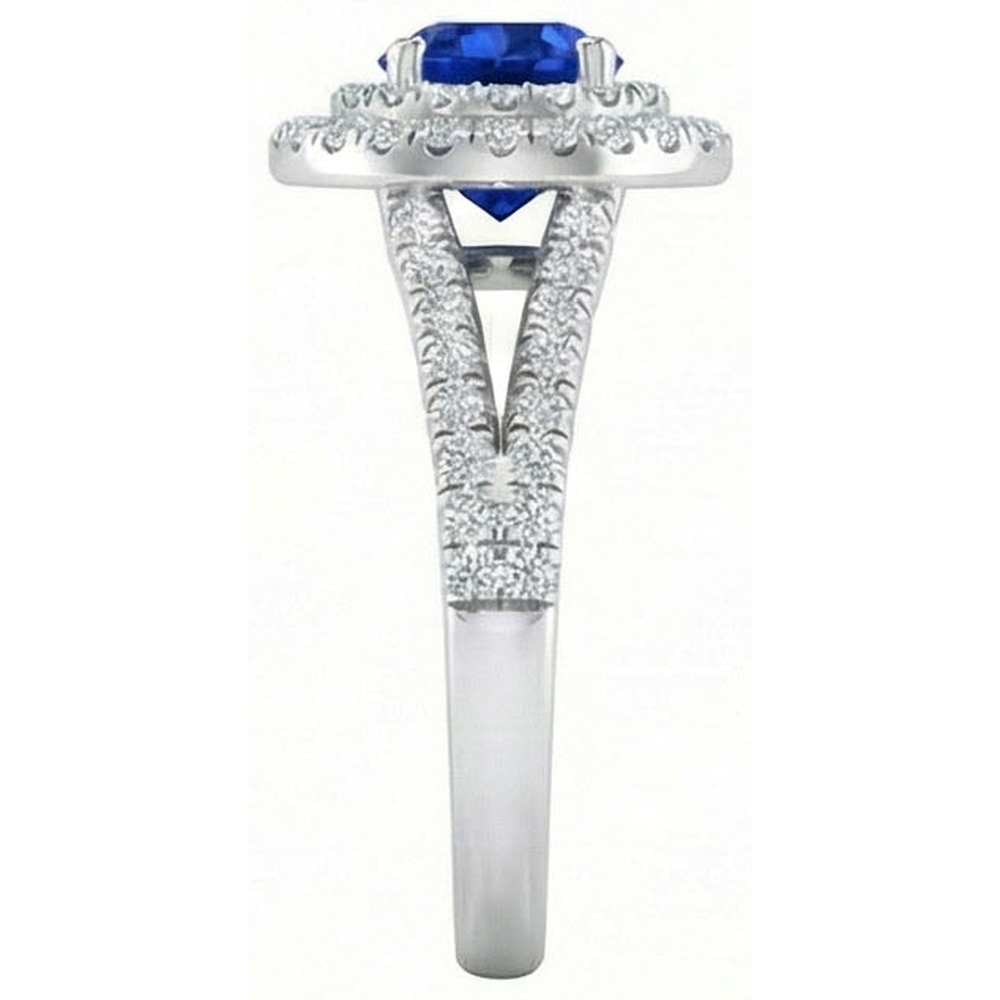 Anello di fidanzamento in oro 14K con zaffiro dello Sri Lanka e diamante da 4,25 carati
