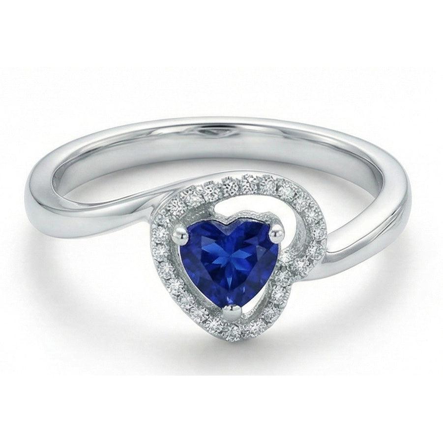 Anello in oro bianco con cuore e diamanti rotondi dello Sri Lanka da 1,85 ct.