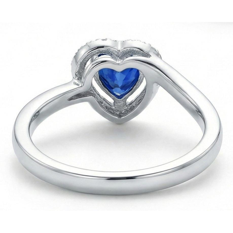 Anello in oro bianco con cuore e diamanti rotondi dello Sri Lanka da 1,85 ct.