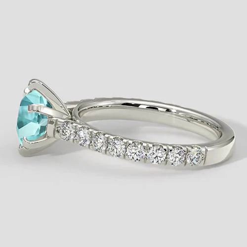 Anello in oro bianco con pavé di Paraiba