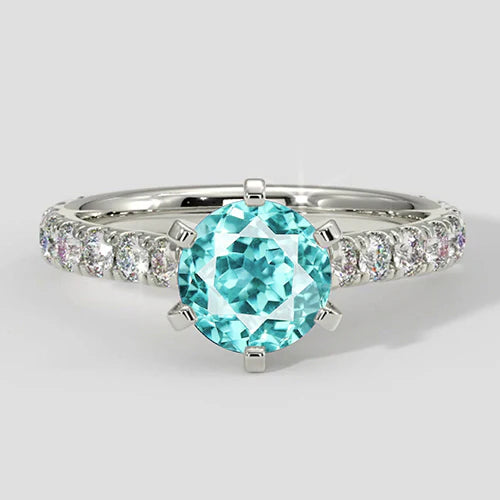 Anello in oro bianco con pavé di Paraiba
