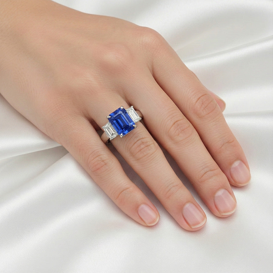 vero emerald diamante 5carati anello su bianco