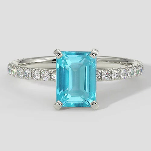 Anello in stile smeraldo con tormalina Paraiba da 1,50 ct
