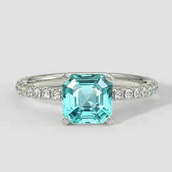 Anello moderno con tormalina Asscher Paraiba