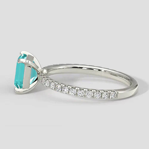 Anello moderno con tormalina Asscher Paraiba