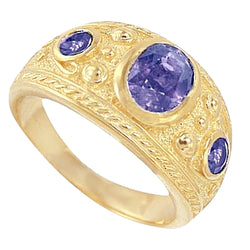 Anello ovale zingara zaffiro viola dello Sri Lanka 3 carati oro giallo 14K