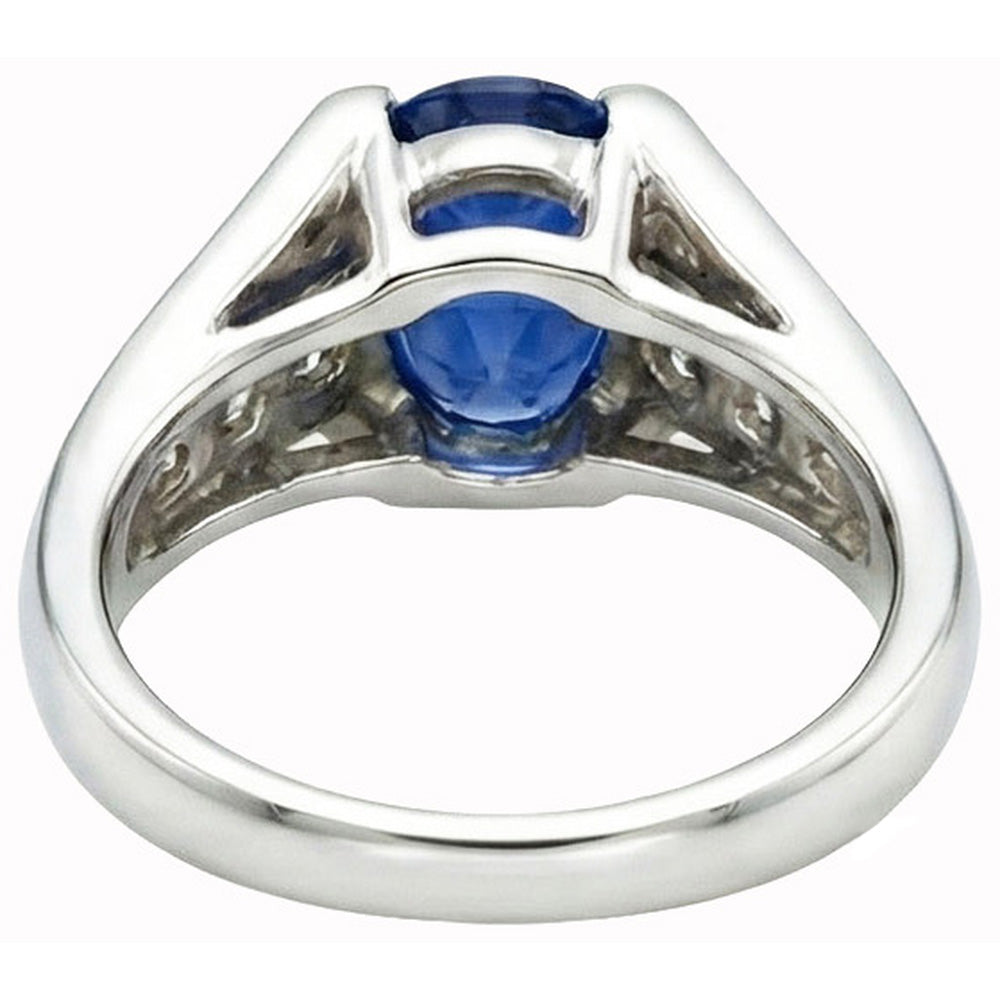 vero oval diamante 2.10carati anello vista di profilo