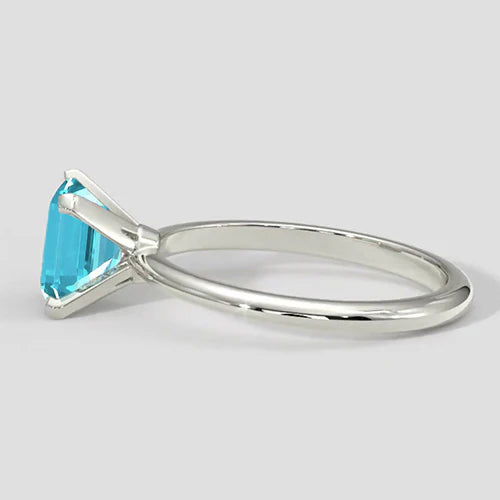 Anello solitario Asscher Paraiba 14k