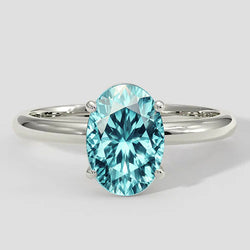 Anello solitario Paraiba ovale bluastro da 3 carati