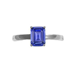 Anello solitario anniversario 1,50 carati punte in zaffiro blu smeraldo incastonate in oro bianco 14K