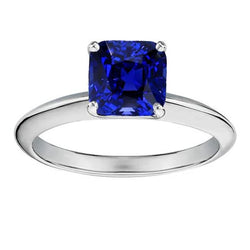 Anello solitario con zaffiro a cuscino da 2,50 carati in gioielli in oro bianco 14K