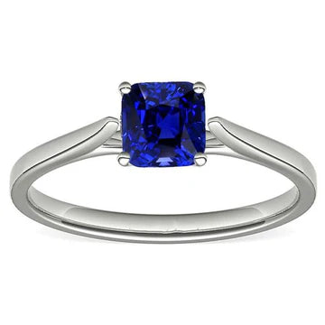 Anello solitario con zaffiro blu naturale 1.50 carati e 14K Gioielli da donna in oro bianco