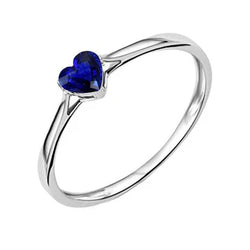 Anello solitario con zaffiro blu naturale da 1 carato e oro bianco 14K