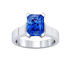 Anello solitario da donna stile voltaggio con gemma di zaffiro blu da 1,50 carati in oro bianco 14K