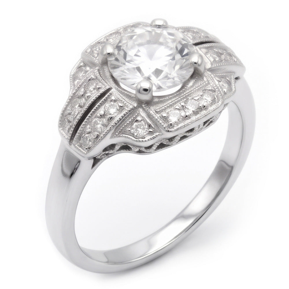 Anniversario Anello Rotondo Con Vero Diamante Naturale Autentico ( non creato in laboratorio ) Taglio Vecchia Miniera 2 Carati Stile Antico