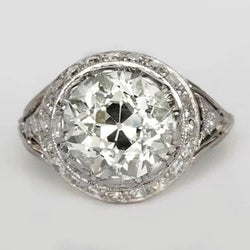 Anniversario Anello Halo Round Old Mine Cut Vero Diamanti 4.25 Carati