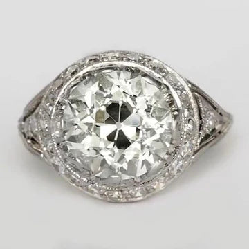 Anniversario Anello Halo Round Old Mine Cut Vero Diamanti 4.25 Carati