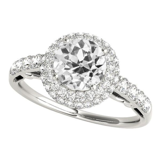 Anniversario Anello Halo Vecchio Taglio Naturale Diamanti Rotondi 5 Carati Gioielli In Oro
