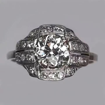 Anniversario Anello Rotondo Con Vero Diamante Taglio Vecchia Miniera 2 Carati Stile Antico