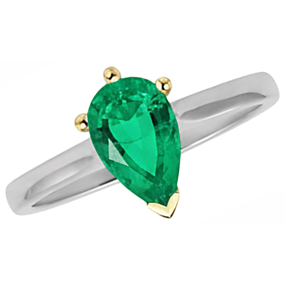 Anello Pietra Colorata Oro Due Toni 14K con Smeraldo Fine – vista angolare