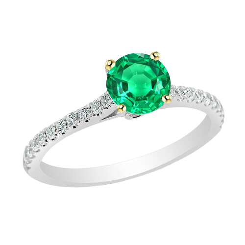 Anello con Pietra Preziosa Oro Due Toni 14K con Smeraldo Fine – vista principale