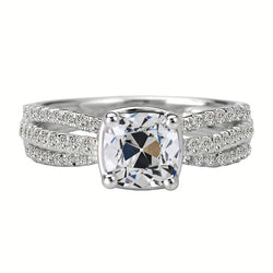 Oro 14 Carati Bianco Gambo Diviso Diamante Fine Solitario con