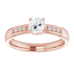 Taglio Old Mine Diamante Fine Anniversary Ring in Oro Rosa 14K