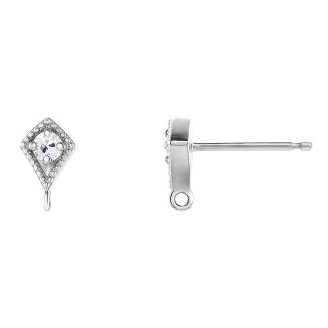 Brillante Orecchini 1 carati Oro Bianco 14K – vista frontale