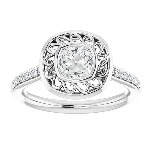 Diamante Anello con Pavé Halo 2,15-carati Oro Bianco 14K – vista principale