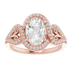 Premium Antico Diamante Fine Anello con Pavé Halo – 4,25 carati