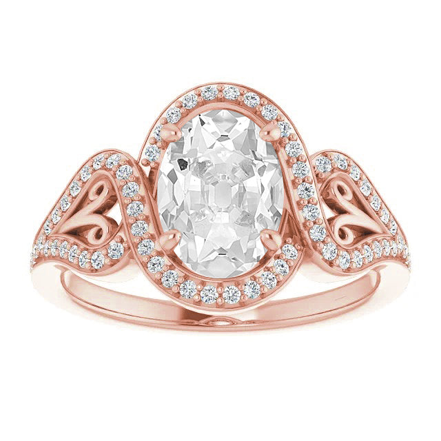 Diamante Fine Anello con Pavé Halo 4,25-carati Oro Rosa 14K – vista principale