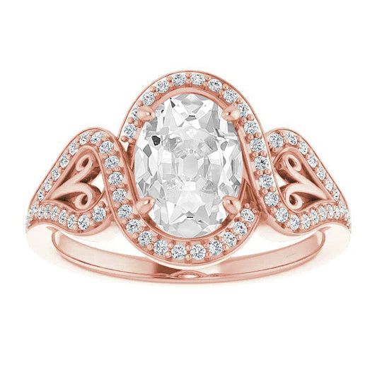 Diamante Fine Anello con Pavé Halo 4,25-carati Oro Rosa 14K – vista principale