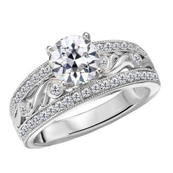 Fatto a mano Cuscino Antico Brillante Anello con Pavé Halo