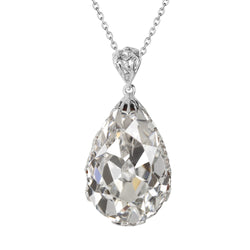 Antico Diamante Pendente a Goccia 4 carati – Oro Bianco 14K