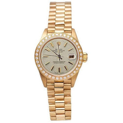 Arazzo Quadrante con perno Striscia Lunetta con diamanti Rolex Orologio del Presidente oro giallo