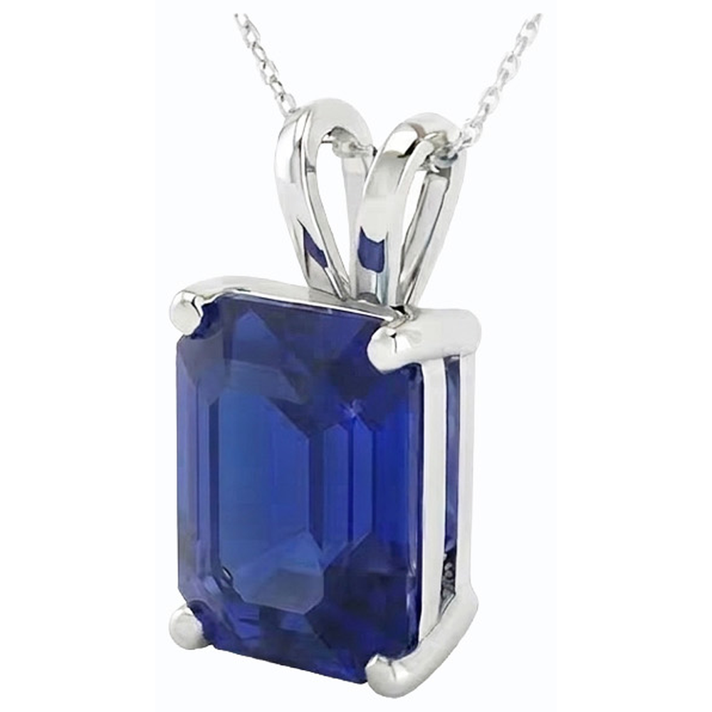 Asscher Blue Sapphire Solitaire Ciondolo Gioielli da donna in oro 5 carati