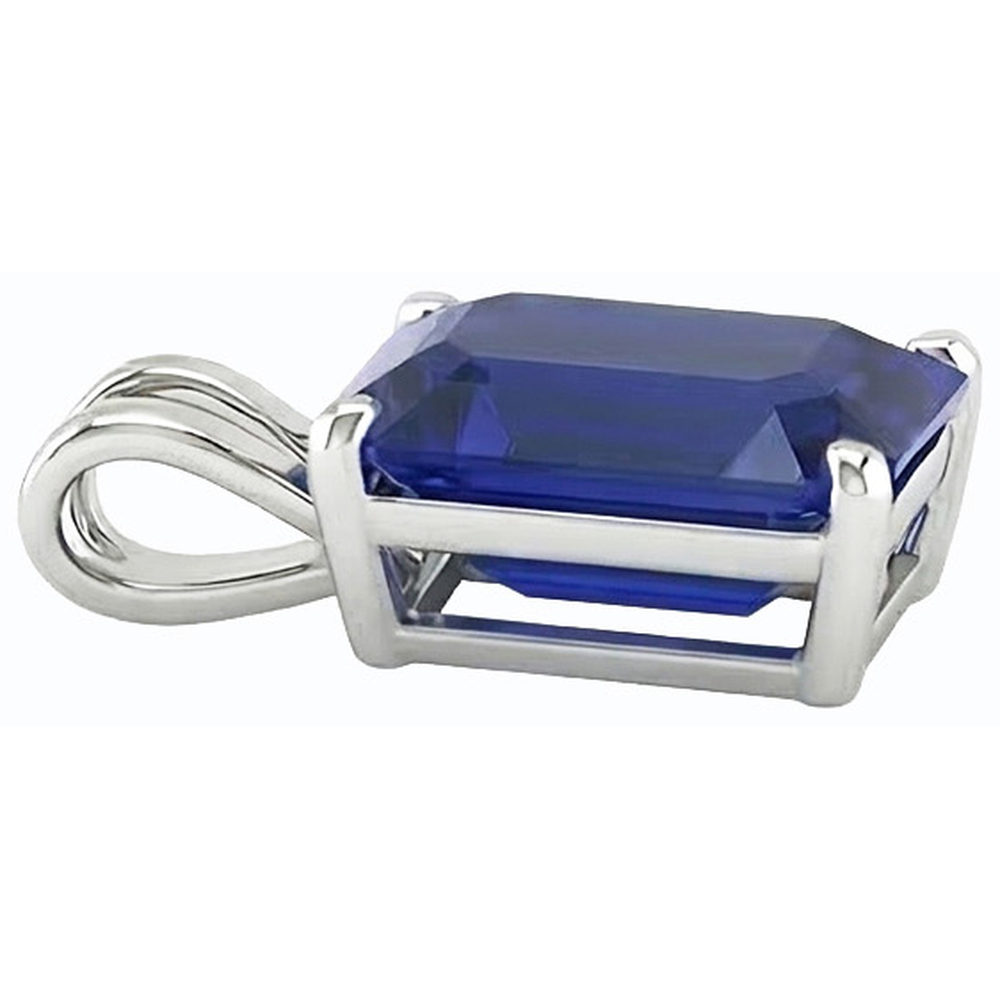 Asscher Blue Sapphire Solitaire Ciondolo Gioielli da donna in oro 5 carati