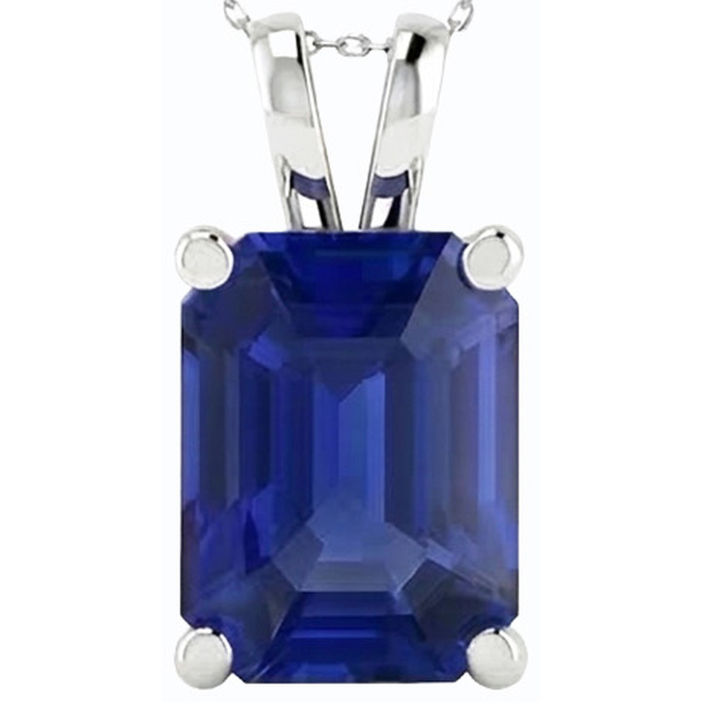 Asscher Blue Sapphire Solitaire Ciondolo Gioielli da donna in oro 5 carati