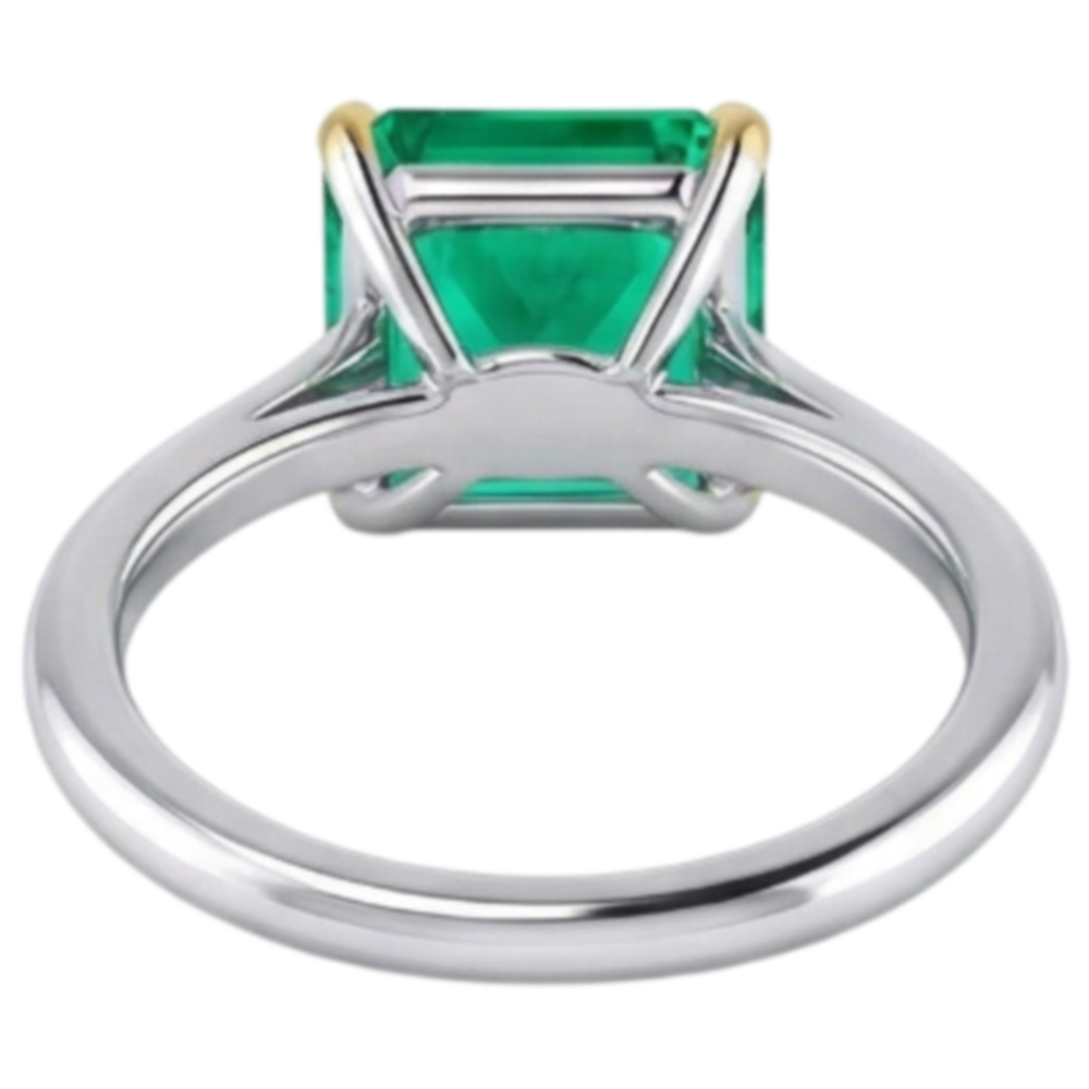 Anello con Pietra Preziosa Oro Bicolore 14K con Smeraldo – vista profilo